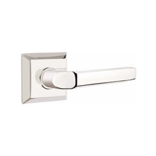 Load image into Gallery viewer, MILANO (M) PASSAGE (HALL/CLOSET) LEVER WITH 2-3/8" BACKSET AND 1/4" ROUND FACEPLATE AND STRIKEPLATE