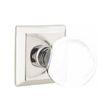 Load image into Gallery viewer, BRISTOL GLASS (BL) PRIVACY (BED/ BATH) KNOB WITH 2-3/8" BACKSET AND 1/4" ROUND FACEPLATE AND STRIKEPLATE WITH TRADITIONAL ROSETTE