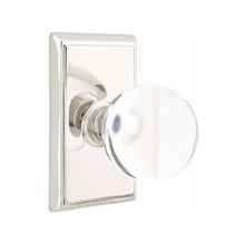 Load image into Gallery viewer, BRISTOL GLASS (BL) PRIVACY (BED/ BATH) KNOB WITH 2-3/8" BACKSET AND 1/4" ROUND FACEPLATE AND STRIKEPLATE WITH TRADITIONAL ROSETTE