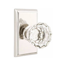Load image into Gallery viewer, ASTORIA GLASS (AS) PRIVACY (BED/BATH) KNOB WITH 2-3/8" BACKSET AND 1/4" ROUND FACEPLATE AND STRIKEPLATE
