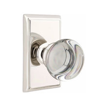 Load image into Gallery viewer, PROVIDENCE GLASS (PC) PRIVACY (BED/BATH) KNOB WITH 2-3/8" BACKSET AND 1/4" ROUND FACEPLATE AND STRIKEPLATE