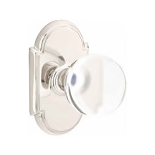 Load image into Gallery viewer, BRISTOL GLASS (BL) PRIVACY (BED/ BATH) KNOB WITH 2-3/8" BACKSET AND 1/4" ROUND FACEPLATE AND STRIKEPLATE WITH TRADITIONAL ROSETTE