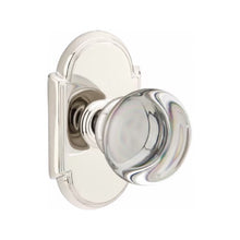 Load image into Gallery viewer, PROVIDENCE GLASS (PC) PRIVACY (BED/BATH) KNOB WITH 2-3/8" BACKSET AND 1/4" ROUND FACEPLATE AND STRIKEPLATE