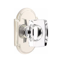 Load image into Gallery viewer, WINDSOR GLASS (WS) PRIVACY (BED/BATH) KNOB WITH 2-3/8" BACKSET AND 1/4" ROUND FACEPLATE AND STRIKEPLATE WITH TRADITIONAL ROSETTE