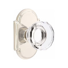 Load image into Gallery viewer, LOWELL GLASS (LW) PRIVACY (BED/BATH) KNOB WITH 2-3/8" BACKSET AND 1/4" ROUND FACEPLATE AND STRIKEPLATE
