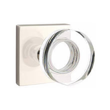 Load image into Gallery viewer, MODERN DISC GLASS (MDC) PRIVACY (BED/BATH) KNOB WITH 2-3/8" BACKSET AND 1/4" ROUND FACEPLATE AND STRIKEPLATE