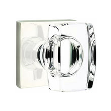 Load image into Gallery viewer, WINDSOR GLASS (WS) PRIVACY (BED/BATH) KNOB WITH 2-3/8" BACKSET AND 1/4" ROUND FACEPLATE AND STRIKEPLATE WITH MODERN ROSETTE