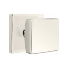 Load image into Gallery viewer, SQUARE (SQU) PRIVACY (BED/BATH) KNOB WITH 2-3/8" BACKSET AND 1/4" ROUND FACEPLATE AND STRIKEPLATE