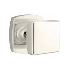 Load image into Gallery viewer, SQUARE (SQU) PRIVACY (BED/BATH) KNOB WITH 2-3/8" BACKSET AND 1/4" ROUND FACEPLATE AND STRIKEPLATE