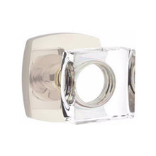 Load image into Gallery viewer, MODERN SQUARE GLASS (MSC) PASSAGE (HALL/CLOSET) KNOB WITH 2-3/8" BACKSET AND 1/4" ROUND FACEPLATE AND STRIKEPLATE