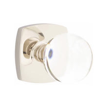 Load image into Gallery viewer, BRISTOL GLASS (BL) PRIVACY (BED/BATH) KNOB WITH 2-3/8" BACKSET AND 1/4" ROUND FACEPLATE AND STRIKEPLATE WITH MODERN ROSETTE