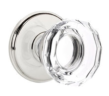 Load image into Gallery viewer, LOWELL GLASS (LW) PASSAGE (HALL/CLOSET) KNOB WITH 2-3/8" BACKSET AND 1/4" ROUND FACEPLATE AND STRIKEPLATE
