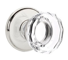 Load image into Gallery viewer, LOWELL GLASS (LW) PRIVACY (BED/BATH) KNOB WITH 2-3/8" BACKSET AND 1/4" ROUND FACEPLATE AND STRIKEPLATE