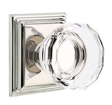 Load image into Gallery viewer, LOWELL GLASS (LW) PASSAGE (HALL/CLOSET) KNOB WITH 2-3/8" BACKSET AND 1/4" ROUND FACEPLATE AND STRIKEPLATE