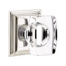 Load image into Gallery viewer, WINDSOR GLASS (WS) PRIVACY (BED/BATH) KNOB WITH 2-3/8" BACKSET AND 1/4" ROUND FACEPLATE AND STRIKEPLATE WITH TRADITIONAL ROSETTE