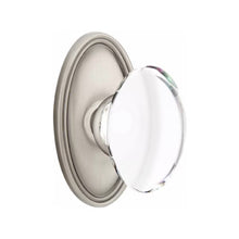 Load image into Gallery viewer, HAMPTON GLASS (HT) PRIVACY (BED/BATH) KNOB WITH 2-3/8" BACKSET AND 1/4" FACEPLATE AND STRIKEPLATE WITH TRADITIONAL ROSETTE