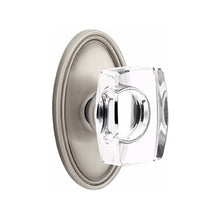 Load image into Gallery viewer, WINDSOR GLASS (WS) PRIVACY (BED/BATH) KNOB WITH 2-3/8" BACKSET AND 1/4" ROUND FACEPLATE AND STRIKEPLATE WITH TRADITIONAL ROSETTE