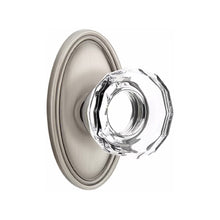 Load image into Gallery viewer, LOWELL GLASS (LW) PRIVACY (BED/BATH) KNOB WITH 2-3/8" BACKSET AND 1/4" ROUND FACEPLATE AND STRIKEPLATE