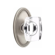 Load image into Gallery viewer, WINDSOR GLASS (WS) PASSAGE (HALL/CLOSET) KNOB WITH 2-3/8" BACKSET AND 1/4" ROUND FACEPLATE AND STRIKEPLATE WITH TRADITIONAL ROSETTE