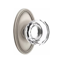 Load image into Gallery viewer, LOWELL GLASS (LW) PASSAGE (HALL/CLOSET) KNOB WITH 2-3/8" BACKSET AND 1/4" ROUND FACEPLATE AND STRIKEPLATE