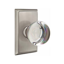 Load image into Gallery viewer, PROVIDENCE GLASS (PC) PRIVACY (BED/BATH) KNOB WITH 2-3/8" BACKSET AND 1/4" ROUND FACEPLATE AND STRIKEPLATE
