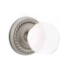 Load image into Gallery viewer, BRISTOL GLASS (BL) PRIVACY (BED/ BATH) KNOB WITH 2-3/8" BACKSET AND 1/4" ROUND FACEPLATE AND STRIKEPLATE WITH TRADITIONAL ROSETTE