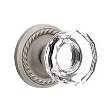 Load image into Gallery viewer, LOWELL GLASS (LW) PRIVACY (BED/BATH) KNOB WITH 2-3/8" BACKSET AND 1/4" ROUND FACEPLATE AND STRIKEPLATE