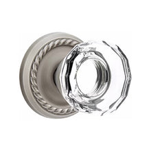 Load image into Gallery viewer, LOWELL GLASS (LW) PASSAGE (HALL/CLOSET) KNOB WITH 2-3/8" BACKSET AND 1/4" ROUND FACEPLATE AND STRIKEPLATE