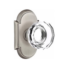 Load image into Gallery viewer, LOWELL GLASS (LW) PRIVACY (BED/BATH) KNOB WITH 2-3/8" BACKSET AND 1/4" ROUND FACEPLATE AND STRIKEPLATE