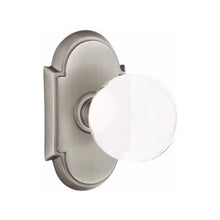 Load image into Gallery viewer, BRISTOL GLASS (BL) PRIVACY (BED/ BATH) KNOB WITH 2-3/8" BACKSET AND 1/4" ROUND FACEPLATE AND STRIKEPLATE WITH TRADITIONAL ROSETTE