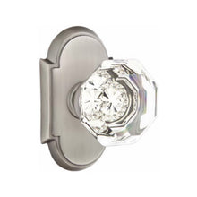 Load image into Gallery viewer, OLD TOWN GLASS (OT) PRIVACY (BED/BATH) KNOB WITH 2-3/8" BACKSET AND 1/4" ROUND FACEPLATE AND STRIKEPLATE