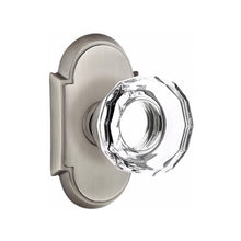 Load image into Gallery viewer, LOWELL GLASS (LW) PASSAGE (HALL/CLOSET) KNOB WITH 2-3/8" BACKSET AND 1/4" ROUND FACEPLATE AND STRIKEPLATE