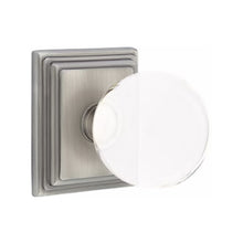 Load image into Gallery viewer, BRISTOL GLASS (BL) PRIVACY (BED/ BATH) KNOB WITH 2-3/8" BACKSET AND 1/4" ROUND FACEPLATE AND STRIKEPLATE WITH TRADITIONAL ROSETTE