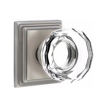 Load image into Gallery viewer, LOWELL GLASS (LW) PRIVACY (BED/BATH) KNOB WITH 2-3/8" BACKSET AND 1/4" ROUND FACEPLATE AND STRIKEPLATE
