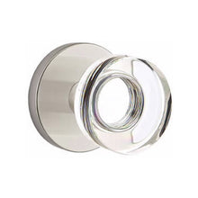 Load image into Gallery viewer, MODERN DISC GLASS (MDC) PRIVACY (BED/BATH) KNOB WITH 2-3/8" BACKSET AND 1/4" ROUND FACEPLATE AND STRIKEPLATE