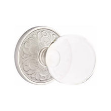 Load image into Gallery viewer, BRISTOL GLASS (BL) PRIVACY (BED/ BATH) KNOB WITH 2-3/8" BACKSET AND 1/4" ROUND FACEPLATE AND STRIKEPLATE WITH TRADITIONAL ROSETTE