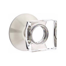 Load image into Gallery viewer, MODERN SQUARE GLASS (MSC) PASSAGE (HALL/CLOSET) KNOB WITH 2-3/8" BACKSET AND 1/4" ROUND FACEPLATE AND STRIKEPLATE