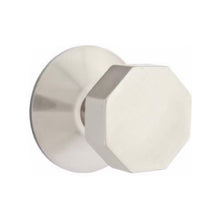 Load image into Gallery viewer, OCTAGON (OCT) PRIVACY (BED/BATH) KNOB WITH 2-3/8" BACKSET AND 1/4" ROUND FACEPLATE AND STRIKEPLATE