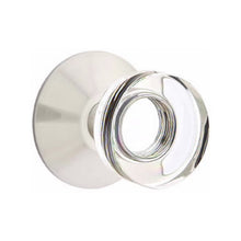 Load image into Gallery viewer, MODERN DISC GLASS (MDC) PRIVACY (BED/BATH) KNOB WITH 2-3/8" BACKSET AND 1/4" ROUND FACEPLATE AND STRIKEPLATE