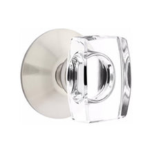 Load image into Gallery viewer, WINDSOR GLASS (WS) PRIVACY (BED/BATH) KNOB WITH 2-3/8" BACKSET AND 1/4" ROUND FACEPLATE AND STRIKEPLATE WITH MODERN ROSETTE