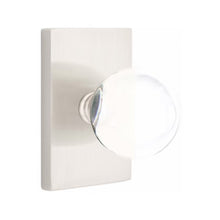 Load image into Gallery viewer, BRISTOL GLASS (BL) PRIVACY (BED/BATH) KNOB WITH 2-3/8" BACKSET AND 1/4" ROUND FACEPLATE AND STRIKEPLATE WITH MODERN ROSETTE