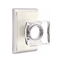 Load image into Gallery viewer, MODERN SQUARE GLASS (MSC) PASSAGE (HALL/CLOSET) KNOB WITH 2-3/8" BACKSET AND 1/4" ROUND FACEPLATE AND STRIKEPLATE