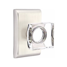Load image into Gallery viewer, MODERN SQUARE GLASS (MSC) PRIVACY (BED/BATH) KNOB WITH 2-3/8" BACKSET AND 1/4" ROUND FACEPLATE AND STRIKEPLATE