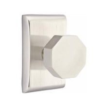 Load image into Gallery viewer, OCTAGON (OCT) PRIVACY (BED/BATH) KNOB WITH 2-3/8" BACKSET AND 1/4" ROUND FACEPLATE AND STRIKEPLATE