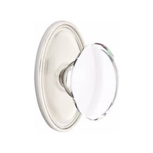 Load image into Gallery viewer, HAMPTON GLASS (HT) PRIVACY (BED/BATH) KNOB WITH 2-3/8" BACKSET AND 1/4" FACEPLATE AND STRIKEPLATE WITH TRADITIONAL ROSETTE
