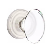 Load image into Gallery viewer, HAMPTON GLASS (HT) PRIVACY (BED/BATH) KNOB WITH 2-3/8" BACKSET AND 1/4" FACEPLATE AND STRIKEPLATE WITH TRADITIONAL ROSETTE