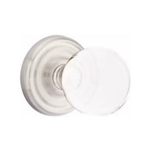 Load image into Gallery viewer, BRISTOL GLASS (BL) PRIVACY (BED/ BATH) KNOB WITH 2-3/8" BACKSET AND 1/4" ROUND FACEPLATE AND STRIKEPLATE WITH TRADITIONAL ROSETTE