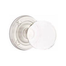 Load image into Gallery viewer, BRISTOL GLASS (BL) PRIVACY (BED/ BATH) KNOB WITH 2-3/8" BACKSET AND 1/4" ROUND FACEPLATE AND STRIKEPLATE WITH TRADITIONAL ROSETTE