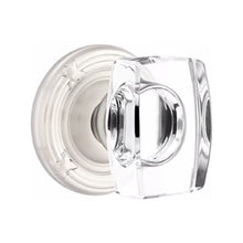 Load image into Gallery viewer, WINDSOR GLASS (WS) PRIVACY (BED/BATH) KNOB WITH 2-3/8" BACKSET AND 1/4" ROUND FACEPLATE AND STRIKEPLATE WITH TRADITIONAL ROSETTE