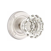 Load image into Gallery viewer, ASTORIA GLASS (AS) PRIVACY (BED/BATH) KNOB WITH 2-3/8" BACKSET AND 1/4" ROUND FACEPLATE AND STRIKEPLATE